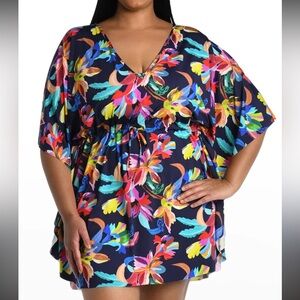 La Blanca Blue and Green Floral Dress
